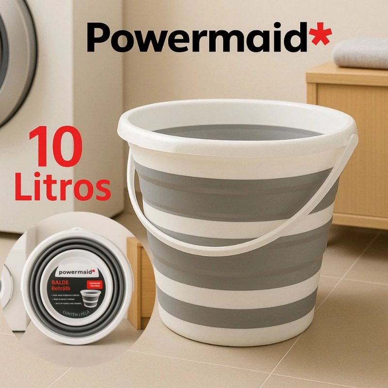 Balde de Silicone Dobrável Retrátil 10L com Alça – Compacto e Premium