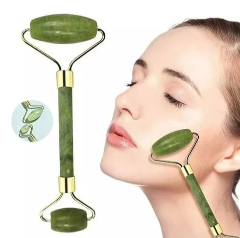 Rolo Pedra de Jade Massageador + Placa Gua Sha Anti Estresse™