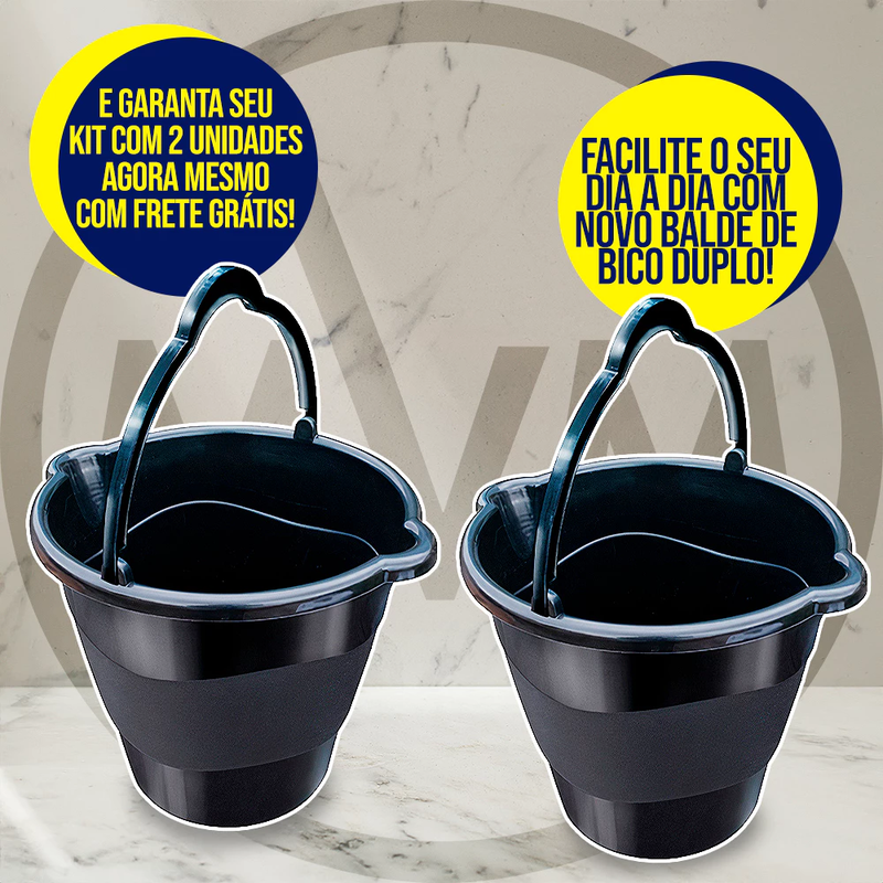 Kit 2 Baldes 10L com Alça e Bico Duplo – Balde Multiuso Grande e Resistente