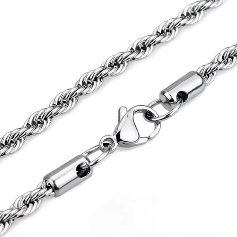Corrente Masculina Fininha Aço Inox Prata Polida Brilhante – Não Escurece e Não Enferruja