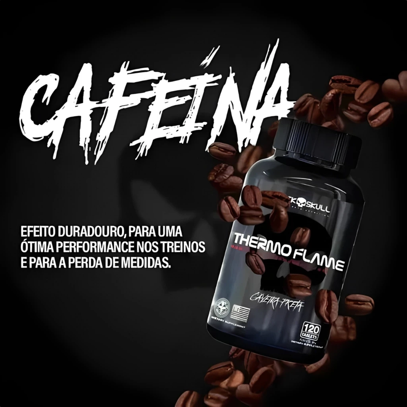 Black Skull Termogênico - Thermo Flame 120 Tabletes - Cafeína