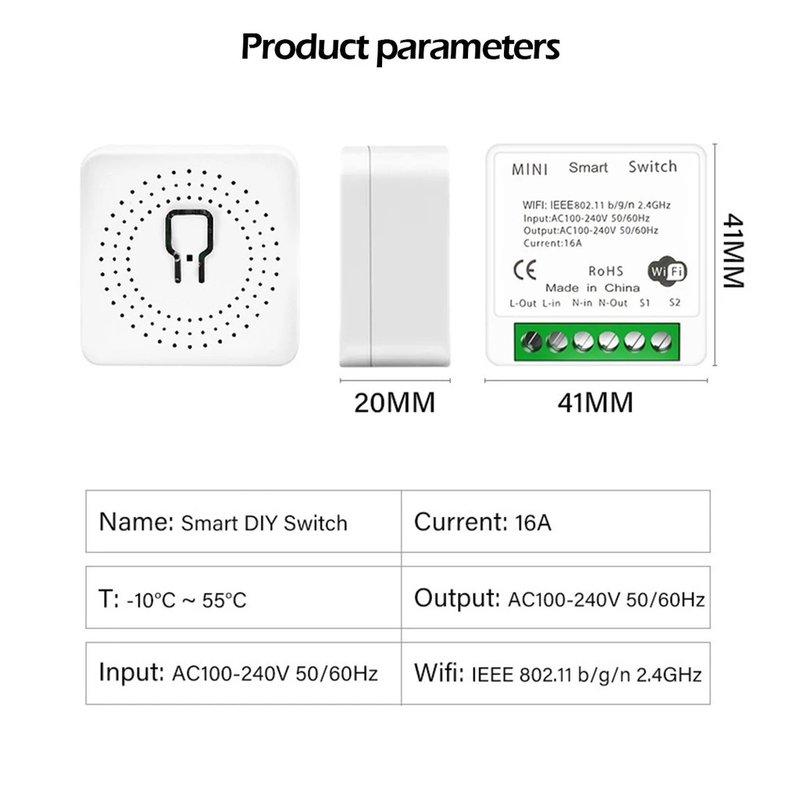 1 Módulo Interruptor Inteligente Wi-Fi Tuya 1 Canal – Controle via App, Alexa e Google Home